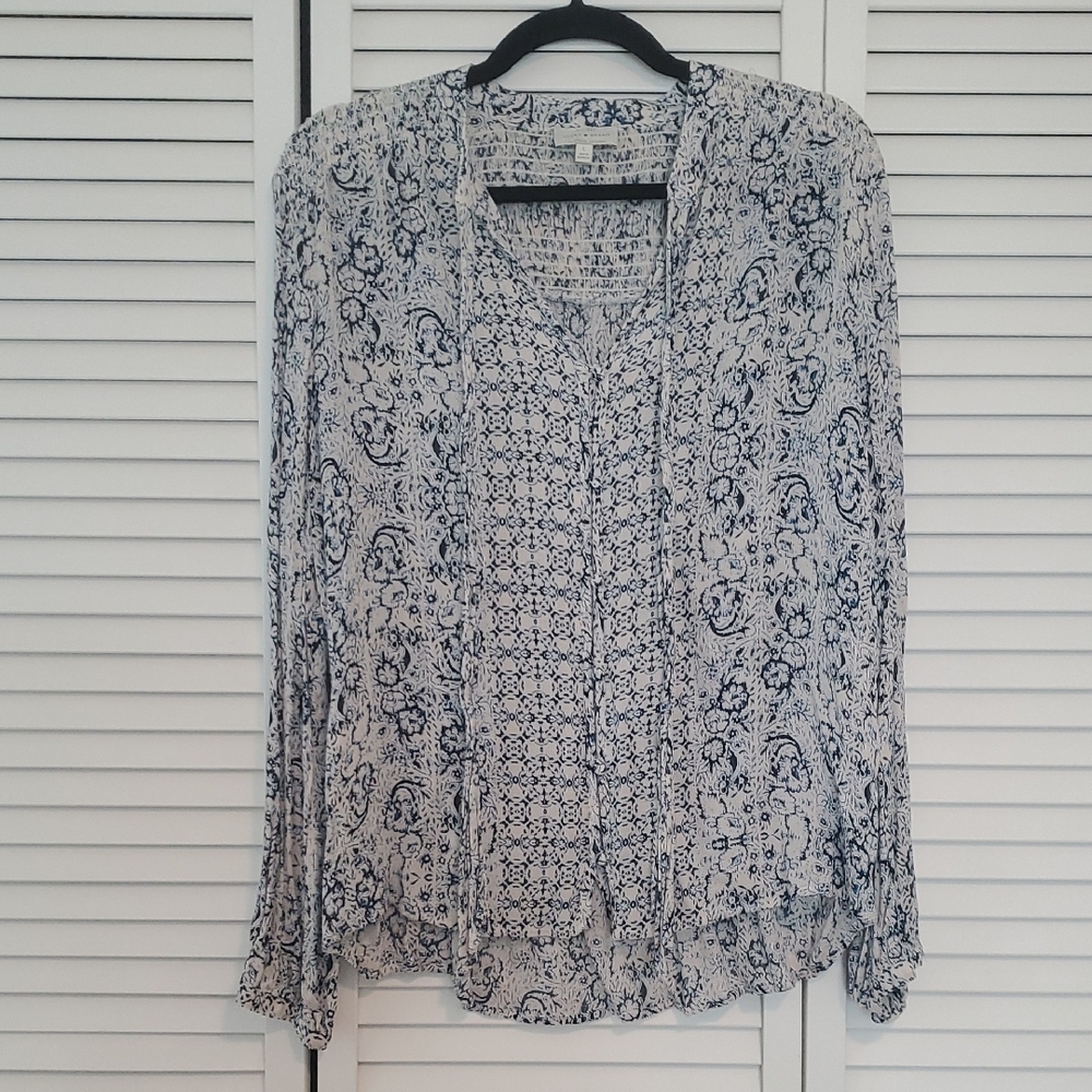 Lucky Brand Blue and White Floral Blouse